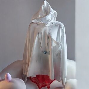 Free People White Hoodie Top